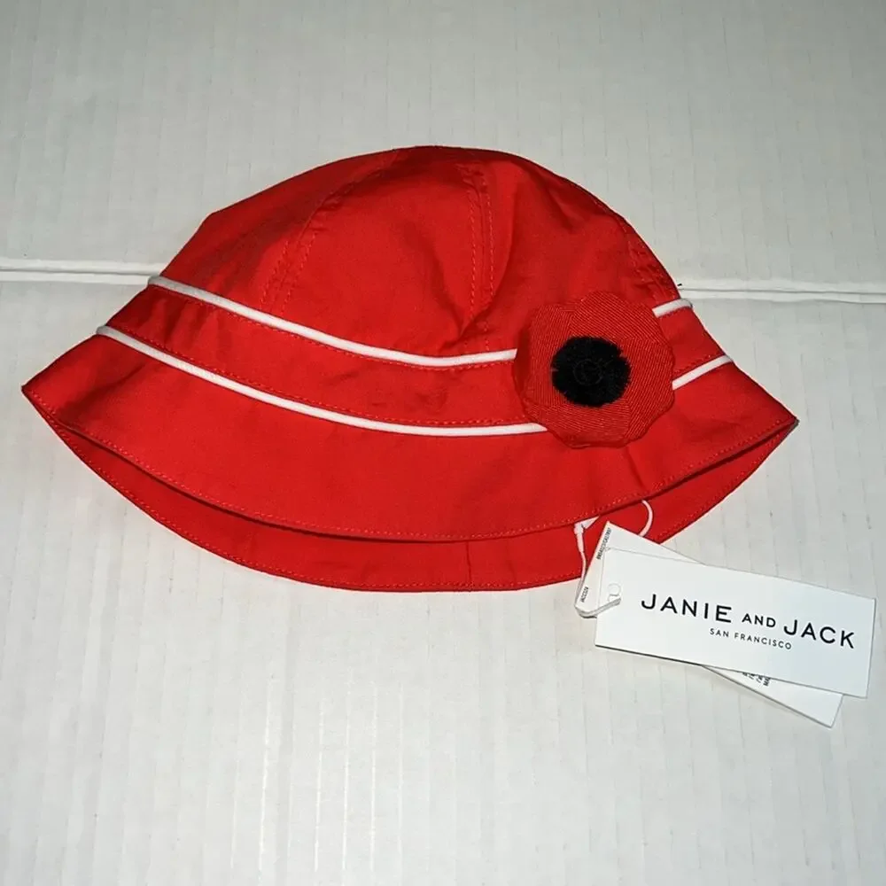 Janie and Jack Poppy Bucket Hat, 0-6M - NWT